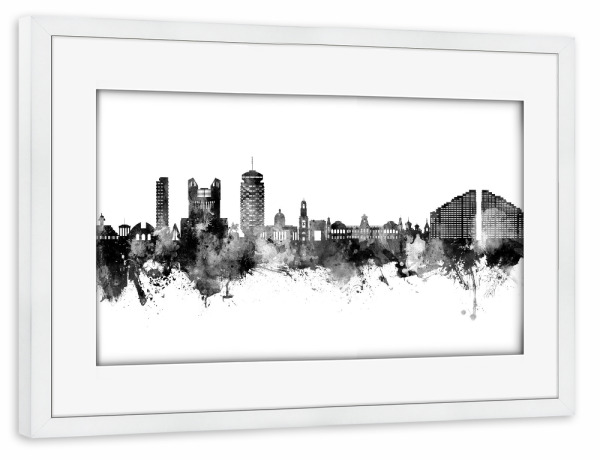 Poster mit Rahmen weiß "Chisinau Moldawien Skyline Schwarz" artboxONE - Städte,Schwarzweiß