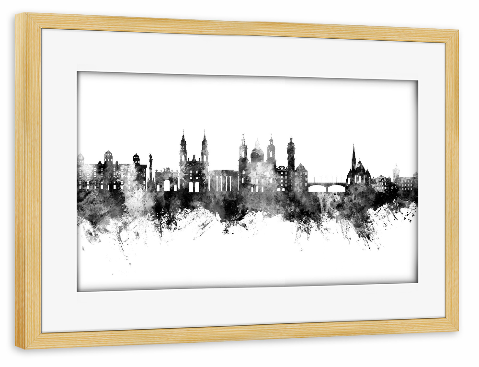 Poster mit Rahmen kiefer "Innsbruck Österreich Skyline" artboxONE - Städte,Schwarzweiß