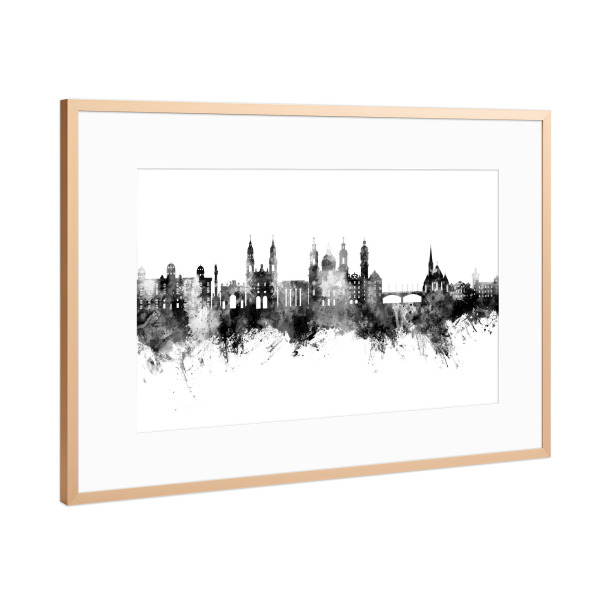 Poster mit Rahmen Kupfer "Innsbruck Österreich Skyline" artboxONE - Städte,Schwarzweiß