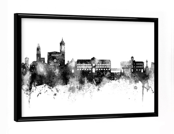 Poster mit schwarzem Rahmen "Girona Spanien Skyline Schwarz" artboxONE - Städte,Schwarzweiß
