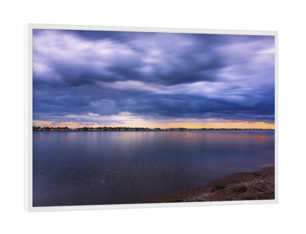 Poster mit weißem Rahmen "Blauer Sonnenuntergang" artboxONE - Natur,Reise,Reise / Strand und Meer