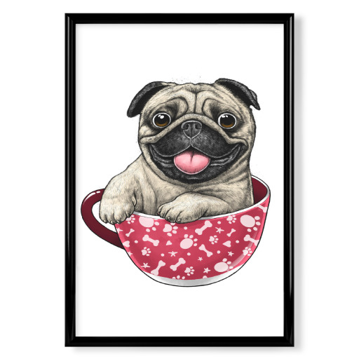 Mops in einer Tasse