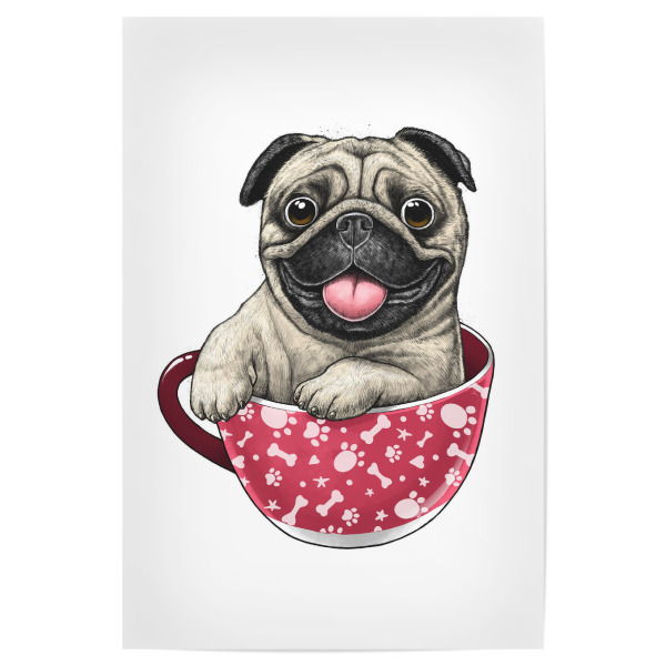 Poster "Mops in einer Tasse" artboxONE - Tiere,Essen & Trinken,Lustig