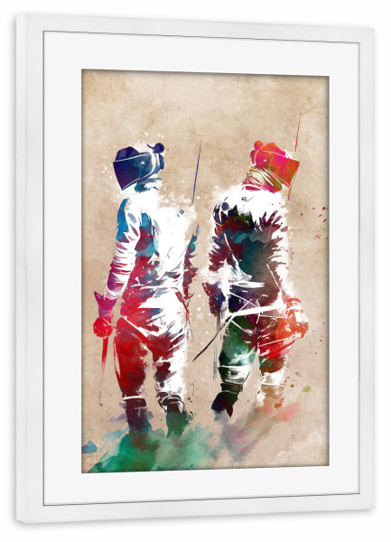 Poster mit Rahmen weiß "Fechtsportart B" artboxONE - Sport - Fechten,Fechter,Fechter,Sport,Schwert,Sport