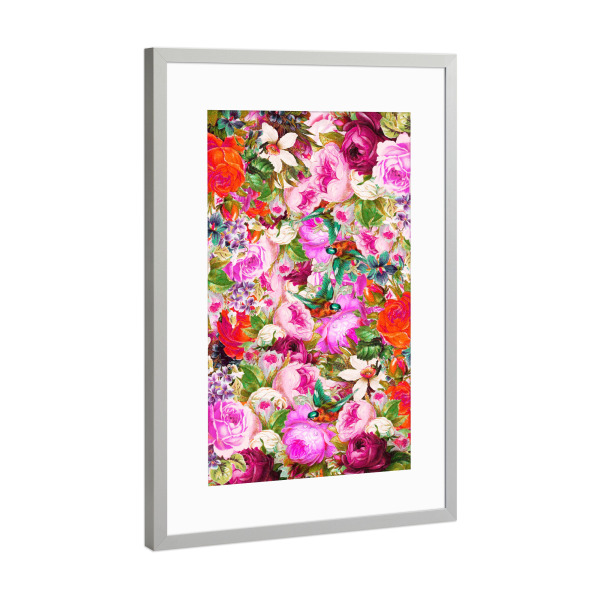 Poster mit Rahmen Silber "Nektar" artboxONE - Floral