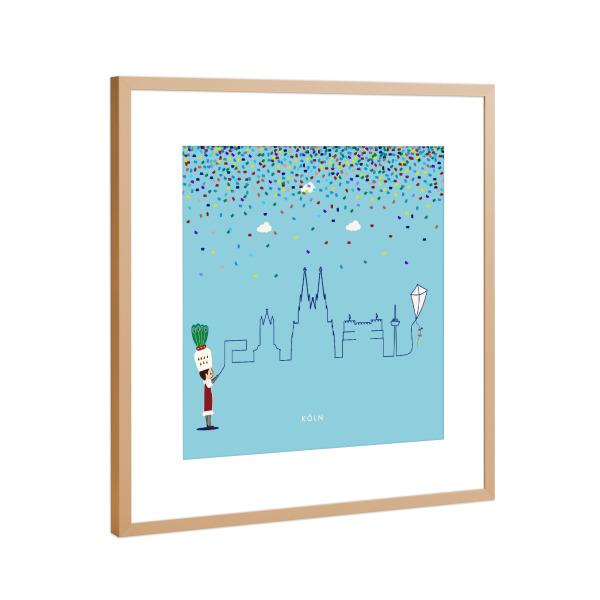 Poster mit Rahmen Kupfer "Köln Skyline Kite" artboxONE - Städte / Köln - Köln,Keel,Cologne,Dom,Skyline,Kindezimmer,Architektur