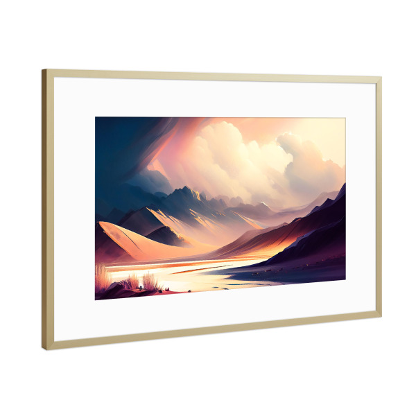 Poster mit Rahmen Gold "Dramatische Sanddünen" artboxONE - Natur,Reise / Afrika