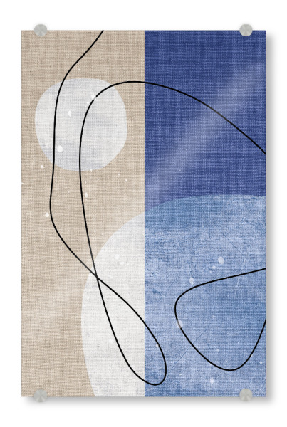 Acrylglasbild "BLUE Linen - japandi" artboxONE - Abstrakt,Geometrie - Japandi,Modern,Art,Wabisabi,Ibiza,Vacation,Einrichtung,Abstrakt,Boho