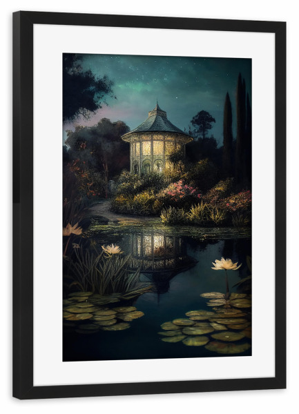 Poster mit Rahmen schwarz "Nacht im Garten" artboxONE - Natur,Floral