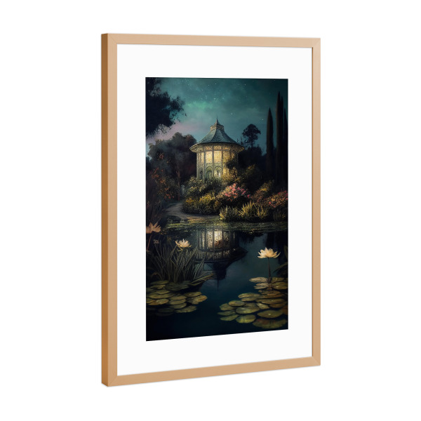 Poster mit Rahmen Kupfer "Nacht im Garten" artboxONE - Natur,Floral