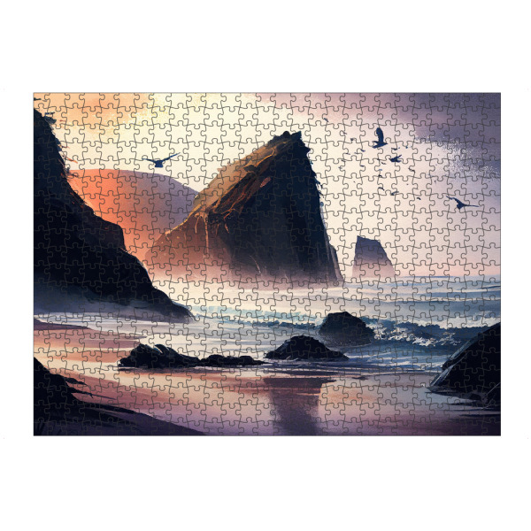 Puzzle Ravensburger "Aquarell Ozeanufer Sonnenuntergang" artboxONE - Natur,Reise / Strand und Meer
