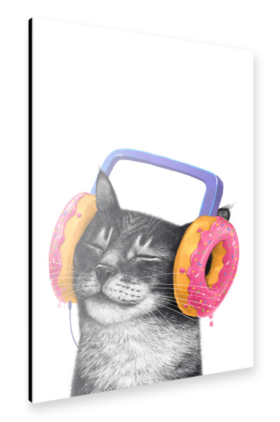 Alu-Dibond "Katze mit Kopfhörern" 30x20 cm artboxONE