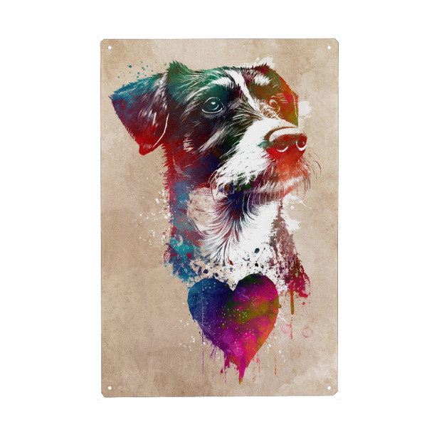 Holzbild "Hunde lieben Grafik" artboxONE - Tiere,Liebe - Hund,Haustier,Tier,Tiere,Grafik,Kunst,Liebe,Herz