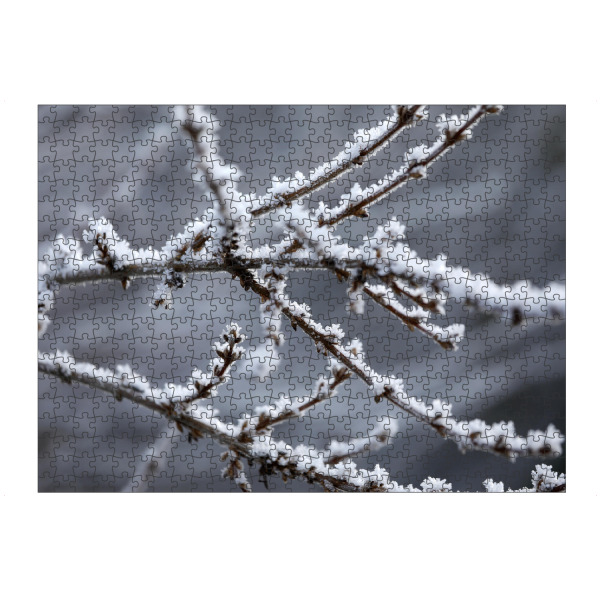 Puzzle Ravensburger "Weiße Winter Raureif Zweige" artboxONE - Natur,Floral,Schwarzweiß