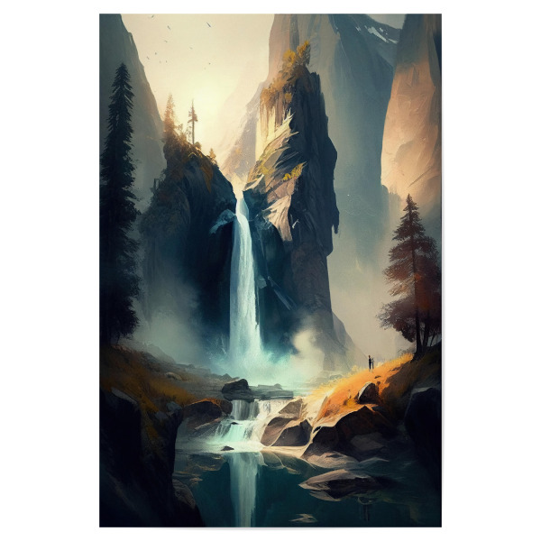 Poster 30x20 cm "Wasserfall mit hohen Klippen" artboxONE - Natur,Reise