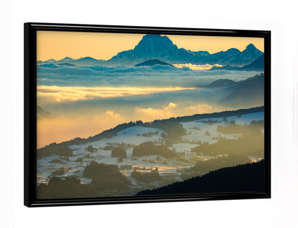 Poster mit schwarzem Rahmen "Berge und Wolkenmeer" artboxONE - Natur,Reise - Alpen,Salzburg,österreich,Gaisberg,Landschaft,Natur