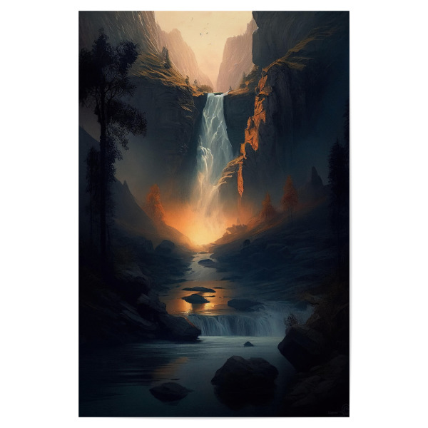 Poster "Leuchtende Wasserfallmalerei" artboxONE - Natur