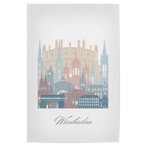 Poster "Wiesbadener Skyline in Erdtönen" artboxONE - Städte,Reise,Architektur