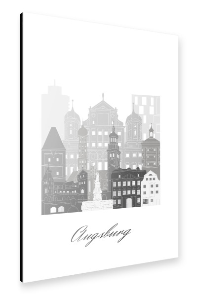 Alu-Dibond "Augsburger Skyline schwarz-weiß" 30x20 cm artboxONE