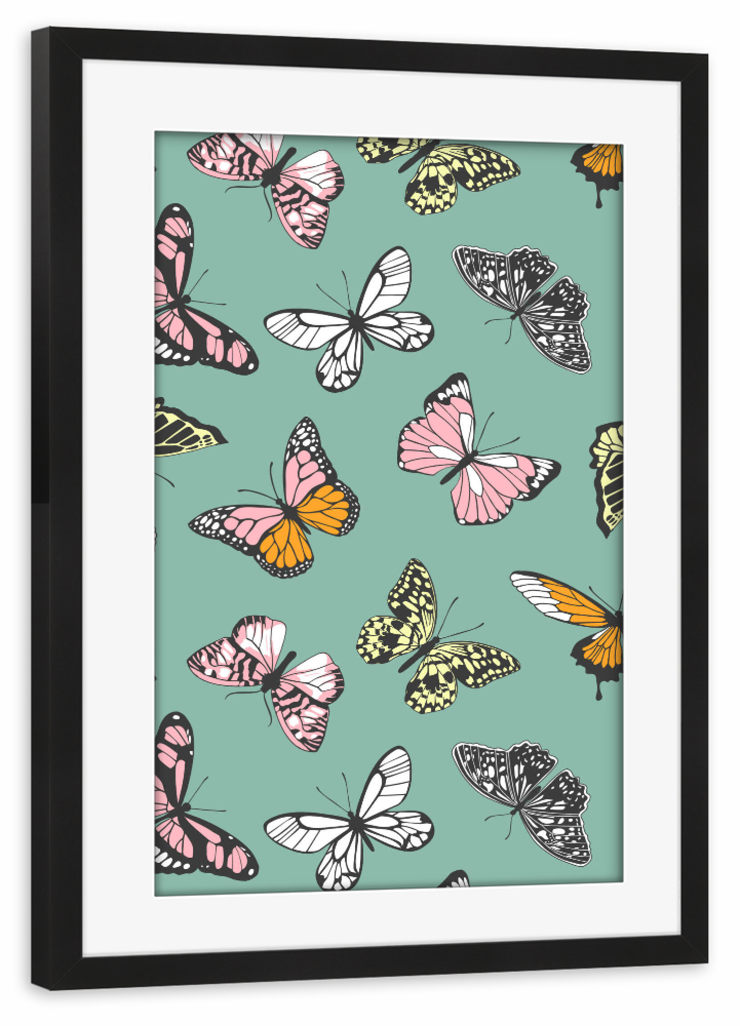 Poster mit Rahmen schwarz "Frühlings-Schmetterlinge" artboxONE - Natur,Tiere