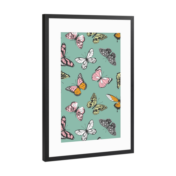 Poster mit Rahmen Schwarz (Metallic) "Frühlings-Schmetterlinge" artboxONE - Natur,Tiere