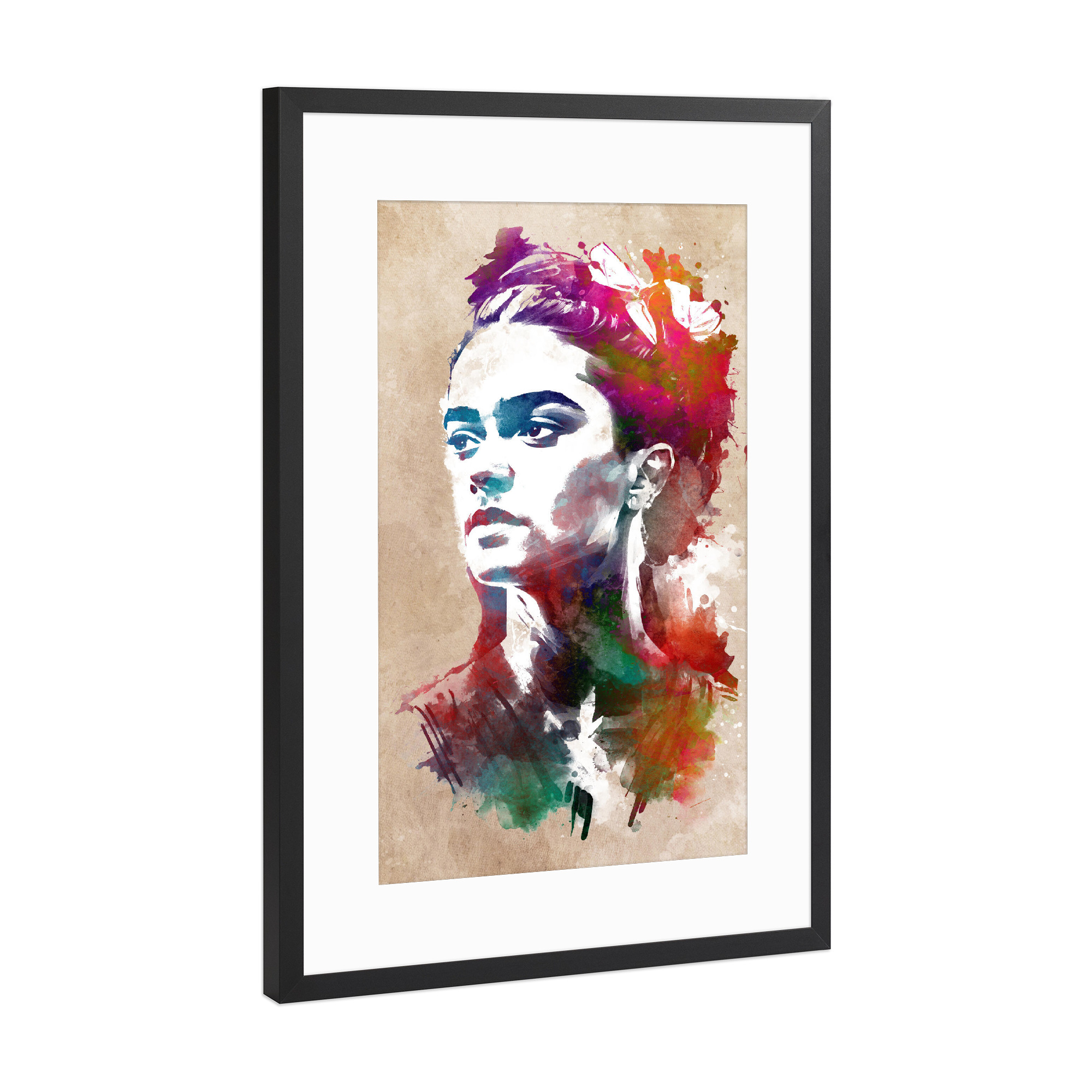 Poster mit Rahmen Schwarz (Metallic) "Frauenportrait A" artboxONE - Menschen - Künstler,Kunst,Grafik,Porträt,Frau,Mädchen