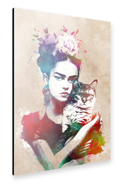 Alu-Dibond "Frauen- und Katzenportrait" 30x20 cm artboxONE