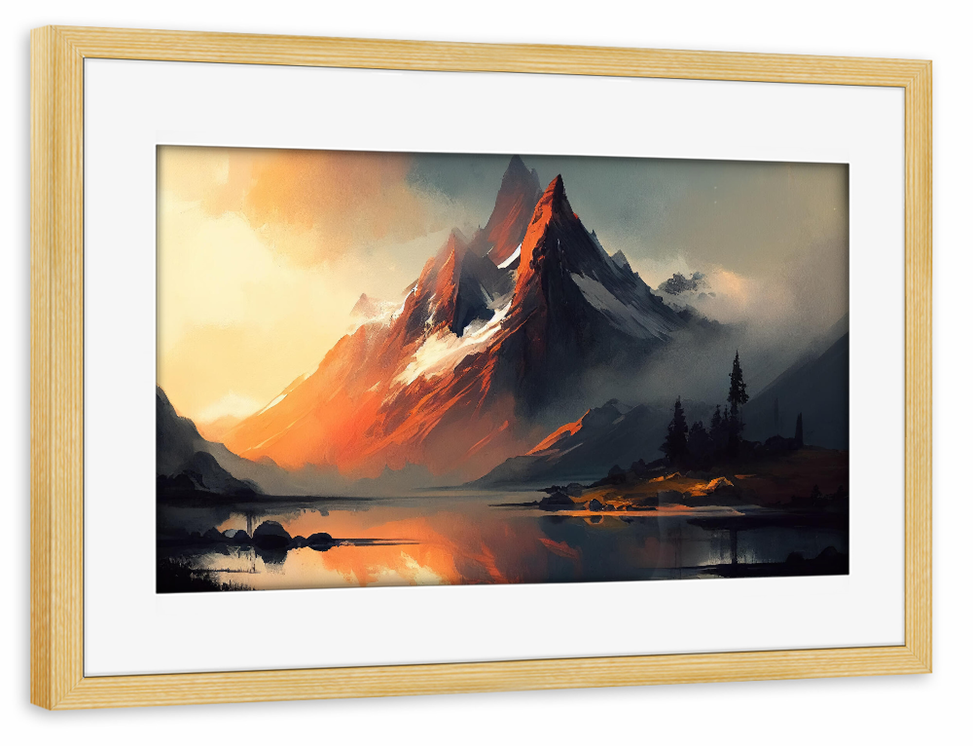 Poster mit Rahmen kiefer "Sonnenaufgang in den Bergen" artboxONE - Natur,Reise