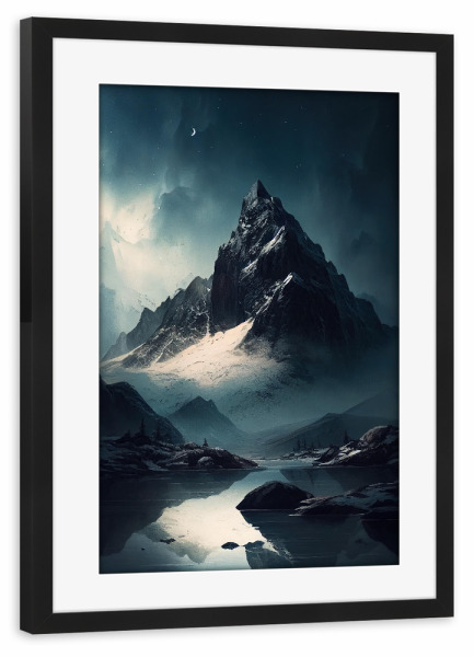 Poster mit Rahmen schwarz "Bergnachtsmalerei" artboxONE - Natur,Reise