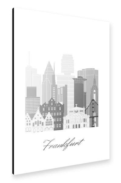 Alu-Dibond "Frankfurter Skyline schwarz weiß" 30x20 cm artboxONE