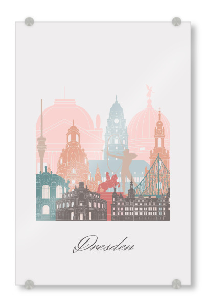 Acrylglasbild "Dresdner Skyline im Pastellstil" artboxONE - Städte,Reise,Architektur,Städte / Dresden