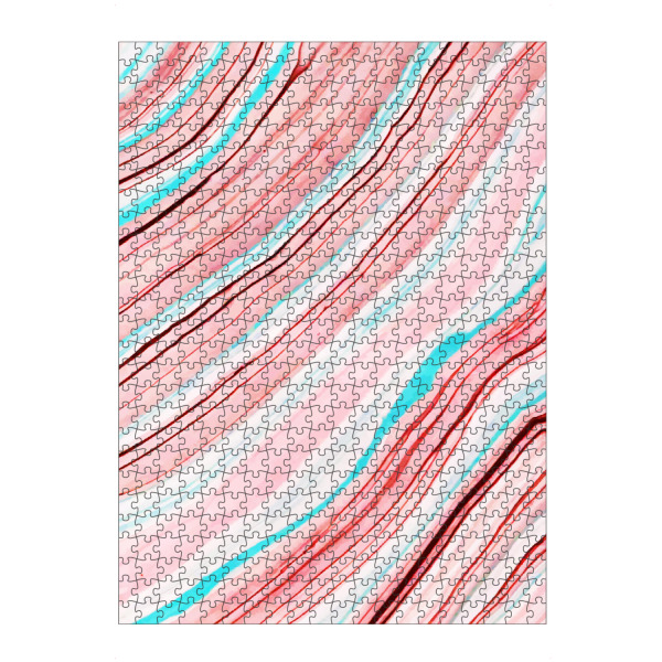 Puzzle Ravensburger "Zwischen den Zeilen" artboxONE - Abstrakt - Pastell,Muster,Exotisch,Linien,Blau,Pink,Wellen,Abstrakt - Bild pastell