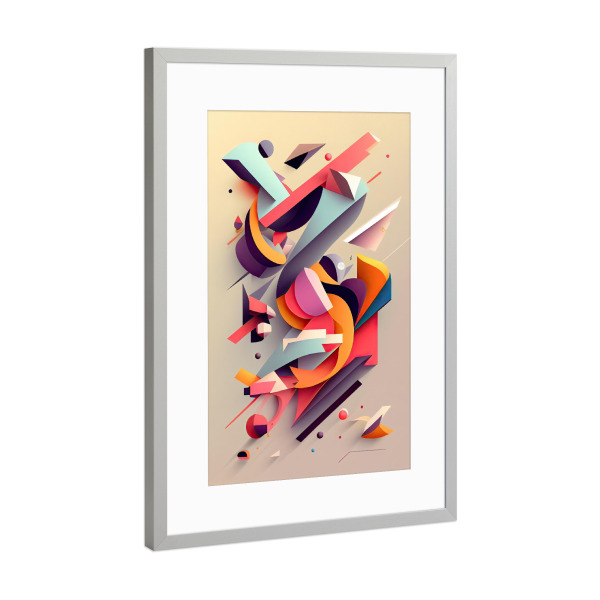 Poster mit Rahmen Silber "Abstrakte geometrische Malerei" artboxONE - Abstrakt
