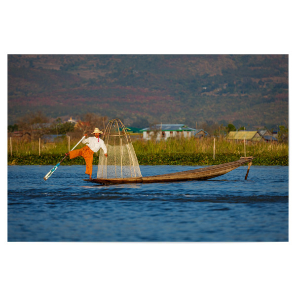 Poster "Inle See" artboxONE - Menschen,Reise / Asien,Männer - Inle see,Myanmar,Burma,See,Fischer,Asien,Natur,Landschaft,Sonnenuntergang