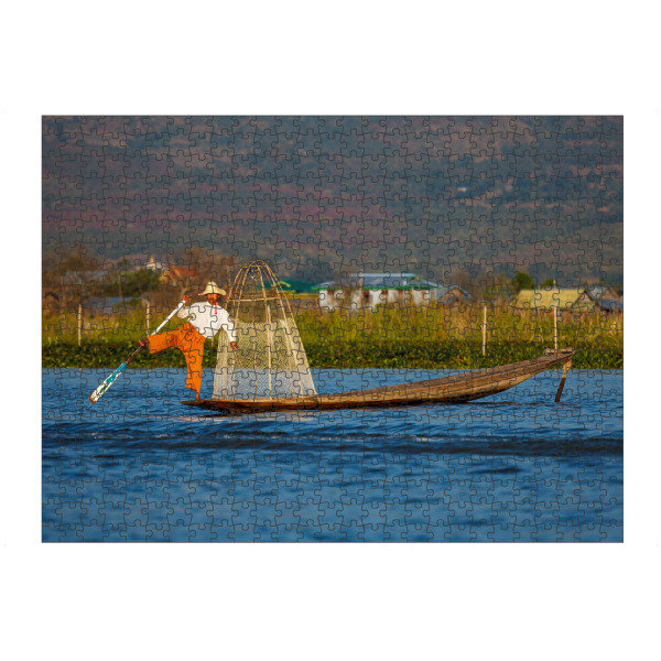 artboxONE Puzzle "Inle See" artboxONE - Menschen,Reise / Asien,Männer - Inle see,Myanmar,Burma,See,Fischer,Asien,Natur,Landschaft,Sonnenuntergang