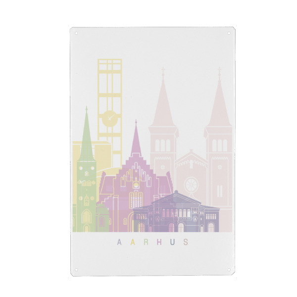 Holzbild "Aarhus-Skyline in Pastellfarben" artboxONE - Städte