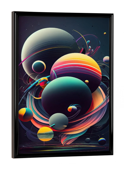 Poster mit schwarzem Rahmen "Gemalte abstrakte Planeten" artboxONE - Abstrakt,Geometrie,Galaxy