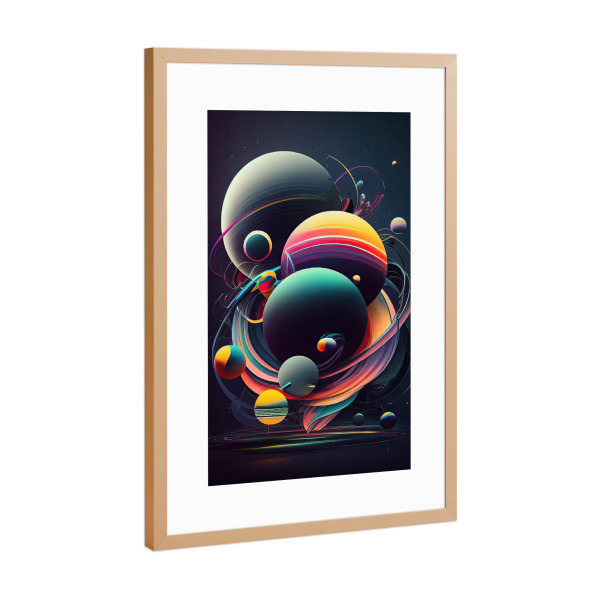 Poster mit Rahmen Kupfer "Gemalte abstrakte Planeten" artboxONE - Abstrakt,Geometrie,Galaxy
