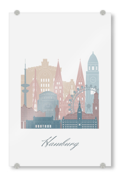 Acrylglasbild "Hamburger Skyline in Erdtönen" artboxONE - Städte,Städte / Hamburg,Reise,Architektur