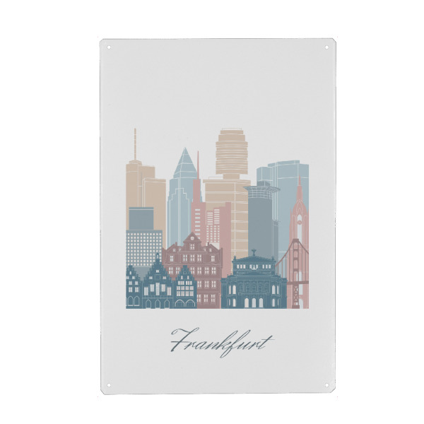 Holzbild "Frankfurter Skyline in Erdtönen" artboxONE - Städte,Reise,Architektur,Städte / Frankfurt