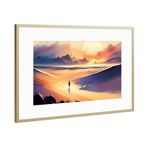 Poster mit Rahmen Gold "Painting of desert valley" artboxONE - Natur,Reise