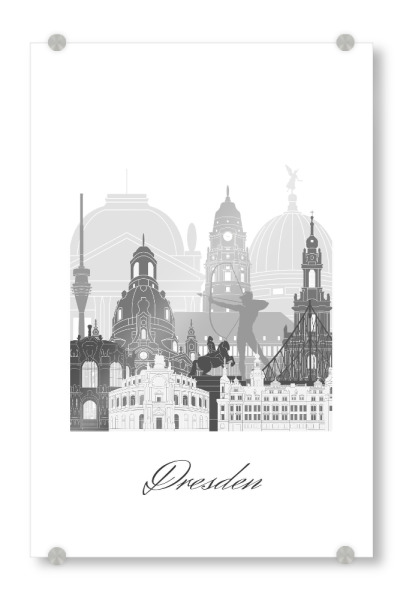 Acrylglasbild "Dresdner Skyline schwarz-weißer" artboxONE - Städte,Reise,Architektur,Städte / Dresden