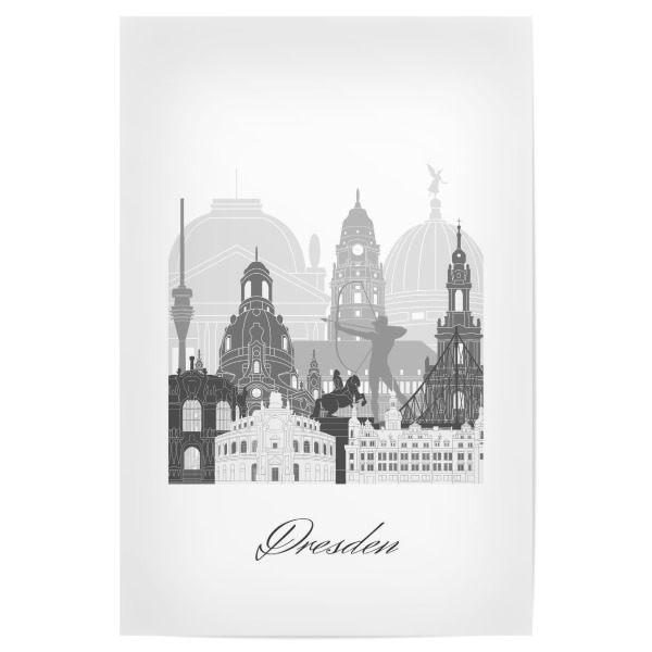 Poster "Dresdner Skyline schwarz-weißer" artboxONE - Städte,Reise,Architektur,Städte / Dresden