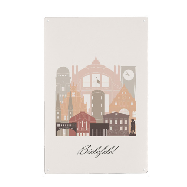 Metall Poster "Bielefelder Skyline im Terrakotta" artboxONE - Städte,Reise,Architektur