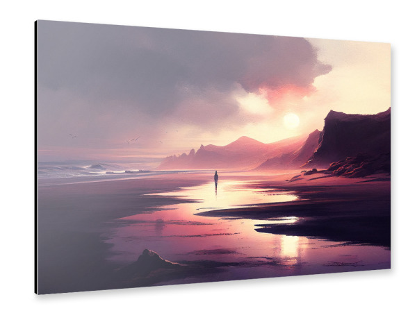 Alu-Dibond "Lila Sonnenuntergang am Strand" 30x20 cm artboxONE