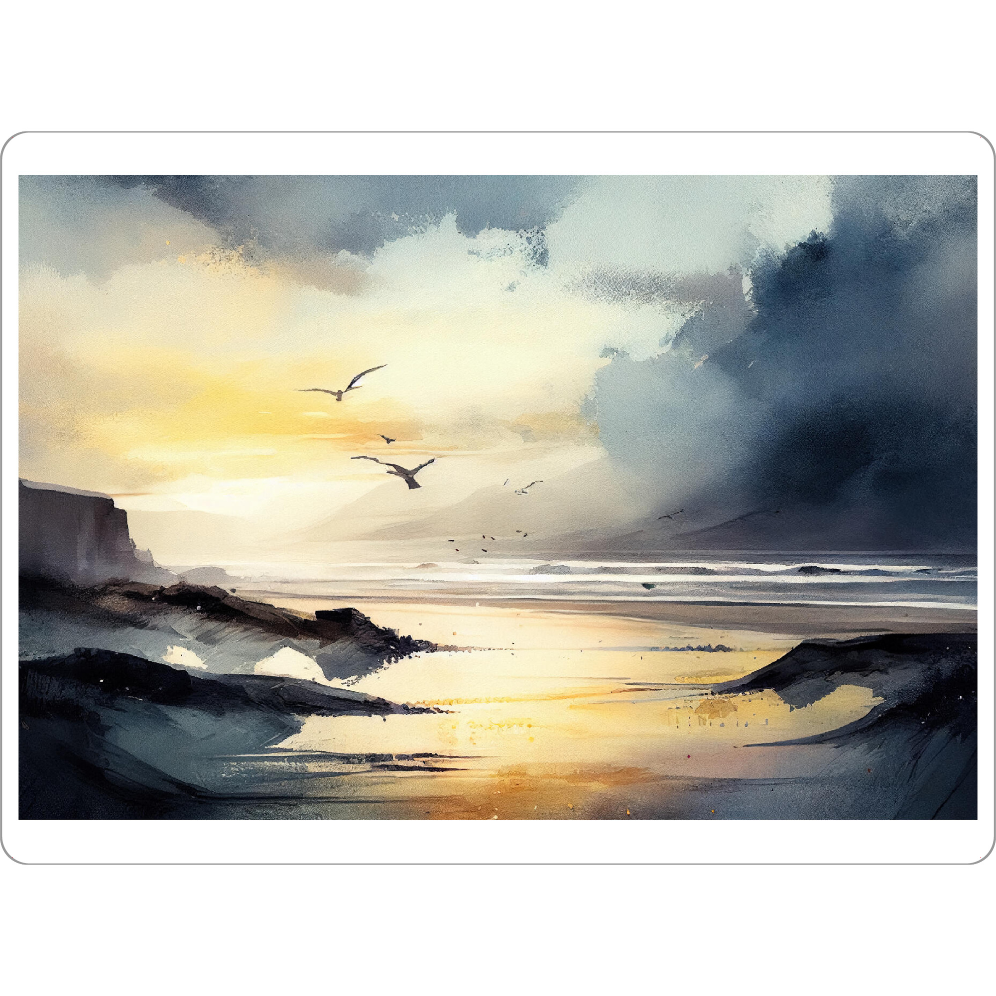 Tischset "Grauer Aquarellstrand" artboxONE - Natur,Reise / Strand und Meer