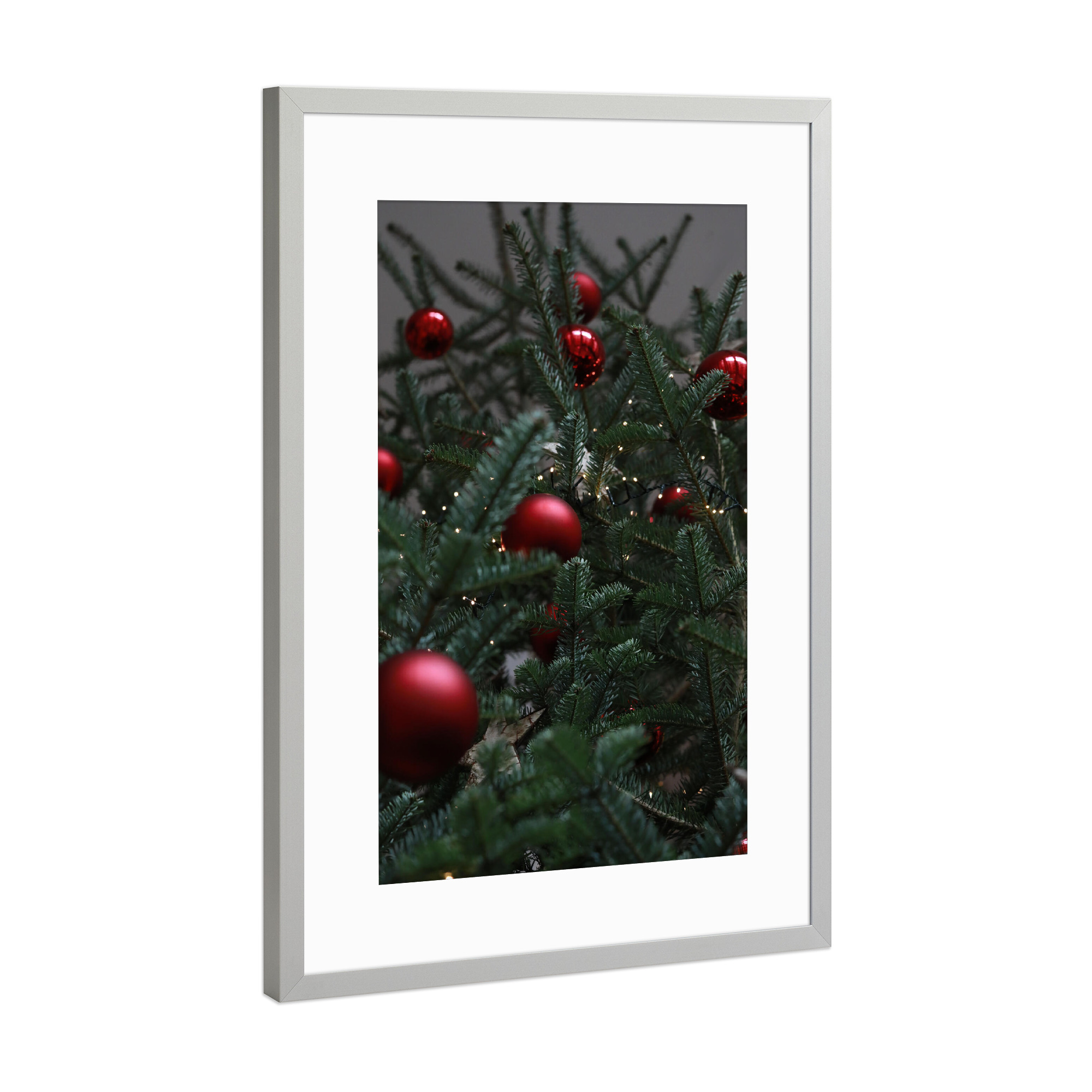 Poster mit Rahmen Silber "Weihnachten rot grün" artboxONE - Natur,Floral,Weihnachten