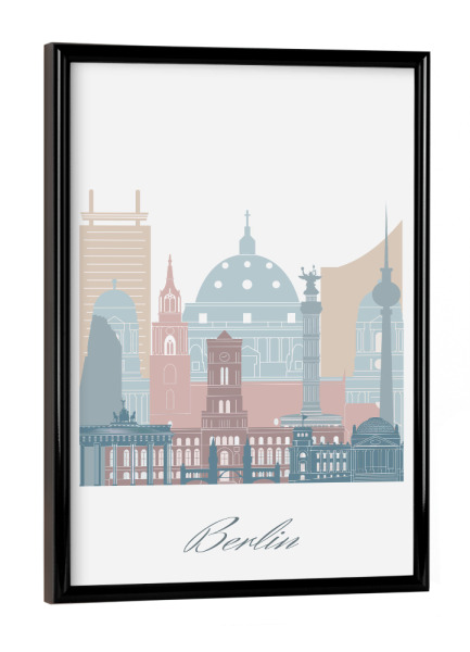 Poster mit schwarzem Rahmen "Berliner Skyline in Erdtönen" artboxONE - Städte,Städte / Berlin,Reise,Architektur