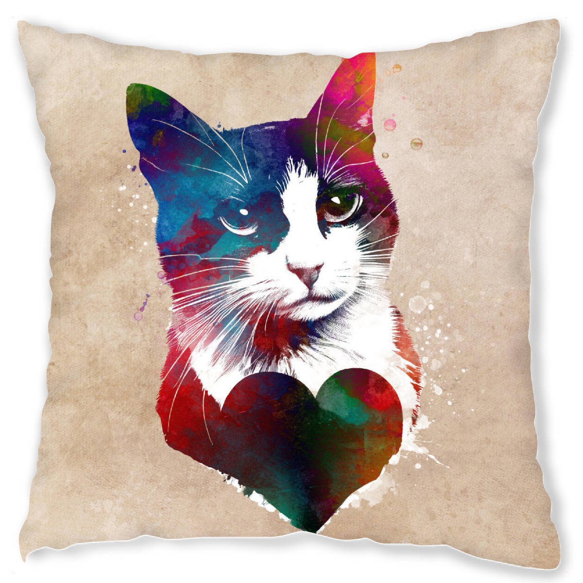 Design-Kissen "Katzen lieben Grafik" artboxONE - Tiere,Liebe - Katze,Katzen haustier,Tier,Tiere,Grafik,Kunst,Liebe,Herz