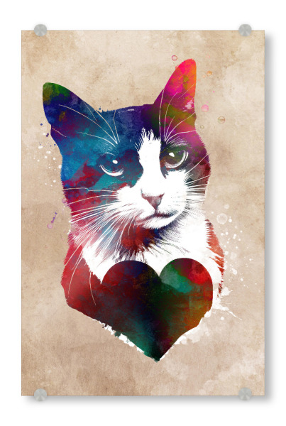Acrylglasbild "Katzen lieben Grafik" artboxONE - Tiere,Liebe - Katze,Katzen haustier,Tier,Tiere,Grafik,Kunst,Liebe,Herz